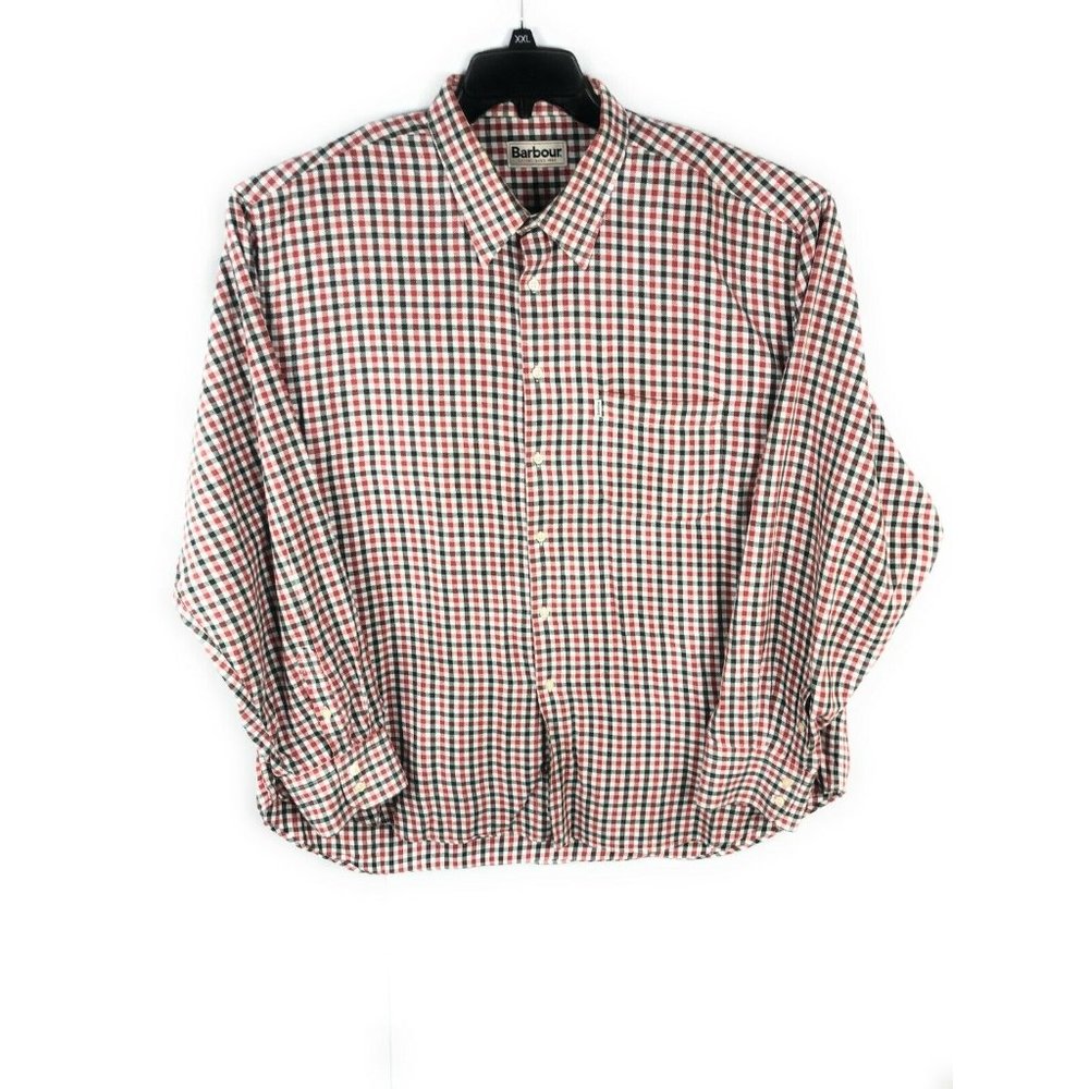 Barbour Men's XL Long Sleeve Button Up Multicolor Cotton Casual Adult Shirt A9